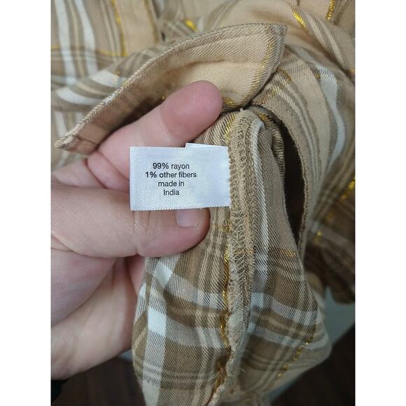 lane bryant woman plus size 18/20 Shirt Collared Button Brown Plaid Roll Tab... - Picture 7 of 9